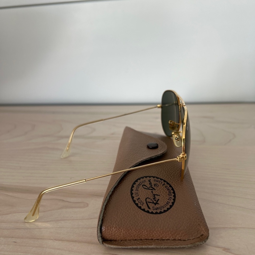 Vintage 1990’s B&L LO205 Ray Ban USA Aviator Sunglasses Gold Plate and Case - Picture 6 of 16